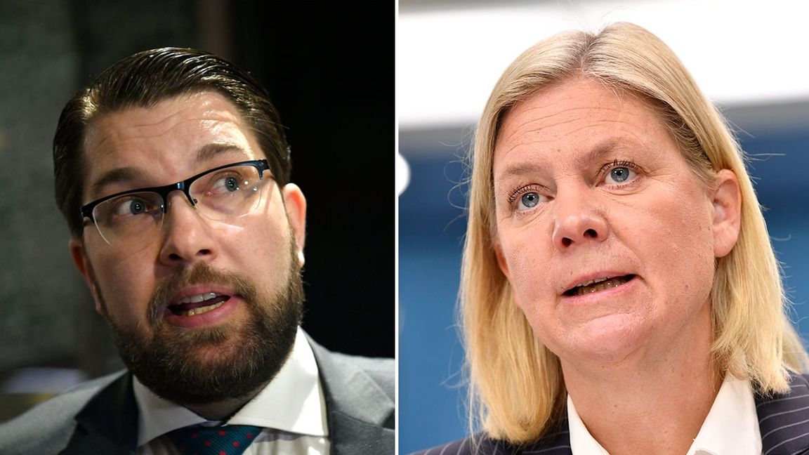 Jimmie Åkesson (SD) och Magdalena Andersson (S). Foto: TT