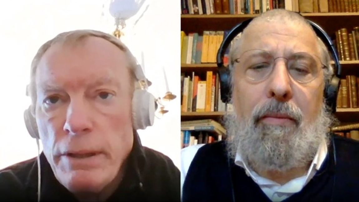 Magnus Norell och Dan Korn samtalar om antisemitismen efter 7 oktober. Foto: Bulletin