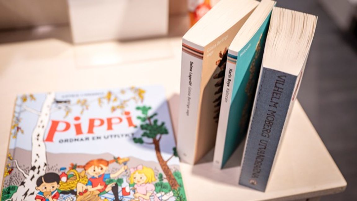 Pippi Långstrump och andra verk som ingår i Sveriges nya kulturkanon. Foto: Johan Nilsson / TT.
