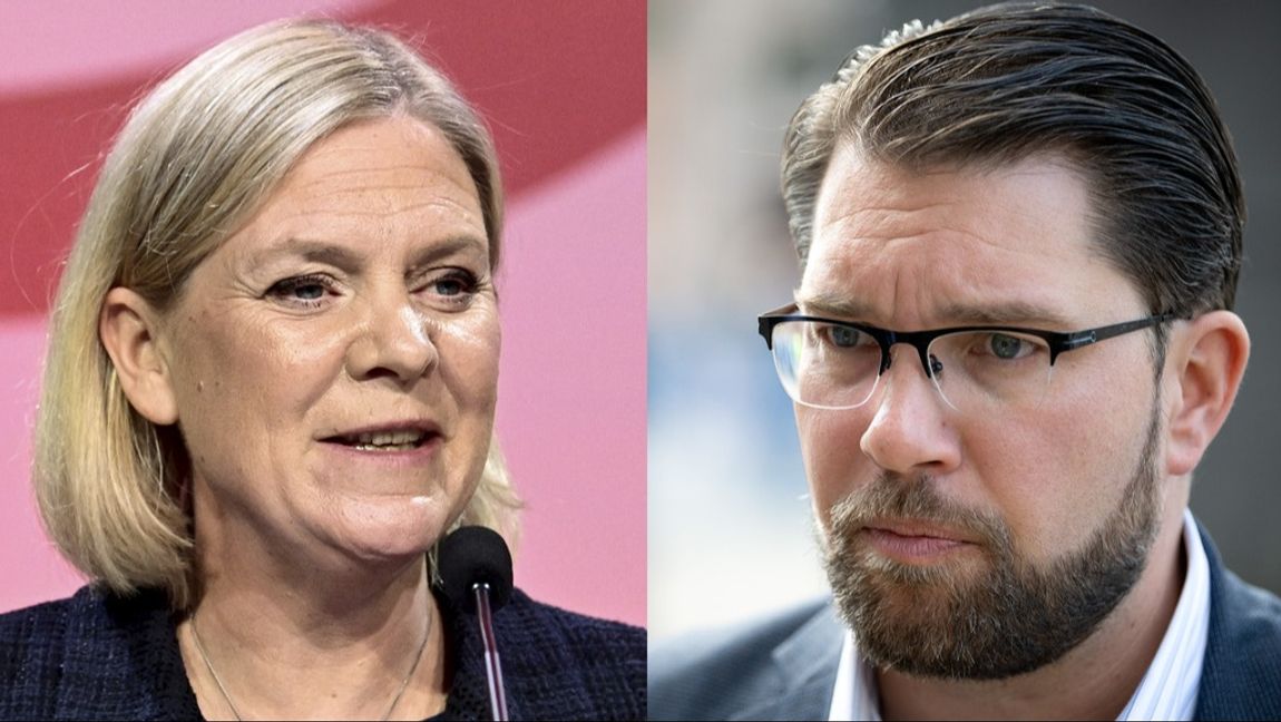 Magdalena Andersson (S) och Jimmie Åkesson (SD). Foto: TT Nyhetsbyrån