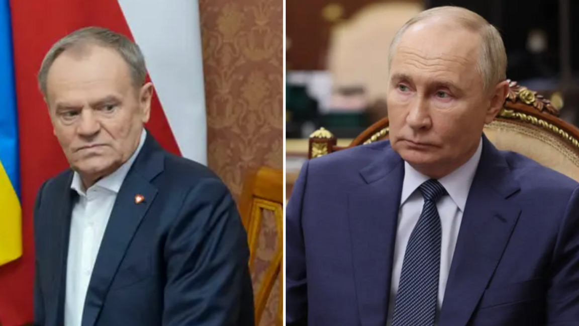 Donald Tusk och Vladimir Putin. Polens statsminister anklagar Ryssland för att ha planerat terrorattacker mot civila flygplan. Foto: AP