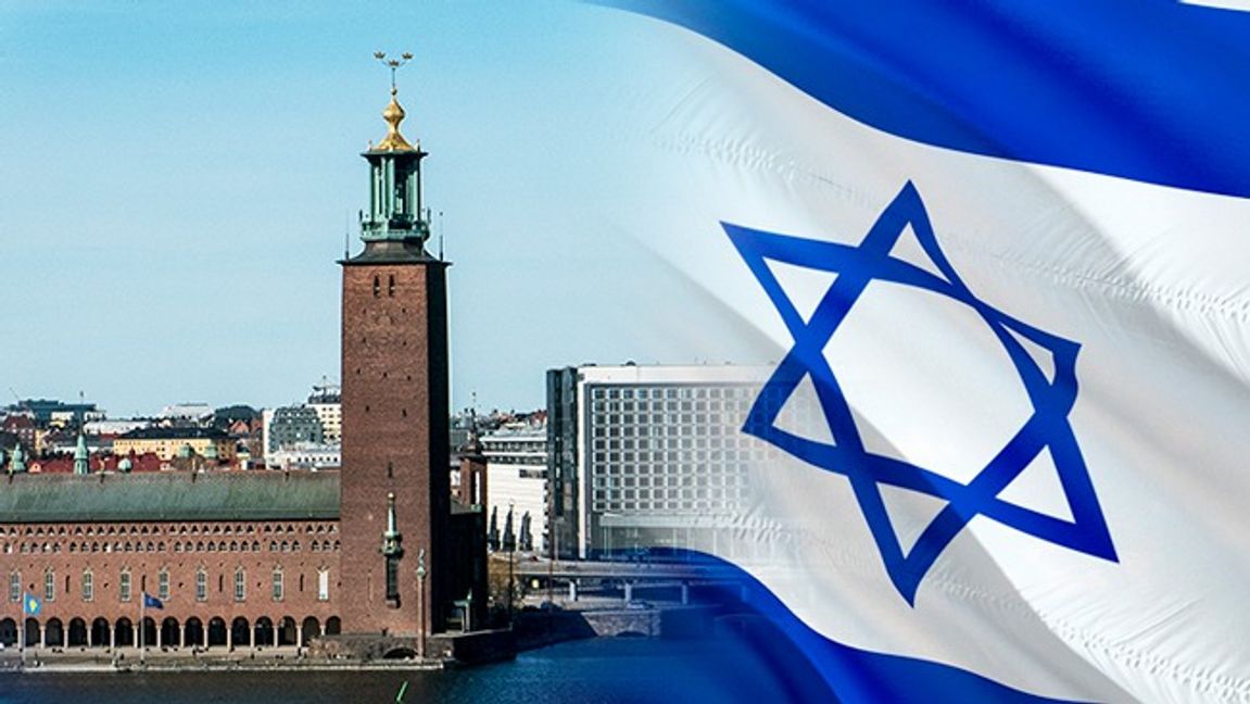 Den israeliska flaggan hissades vid Stockholms stadhus med anledning av att Israels ambassadör var på besök. Genrebild. Foto: Mats Schagerström/TT/Pixabay