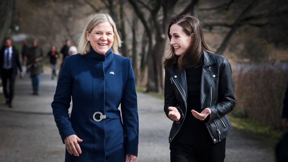 Sanna Marin var på besök i Stockholm för att träffa statsminister Magdalena Andersson tidigare i våras. Foto: Stina Stjernkvist/SvD/TT