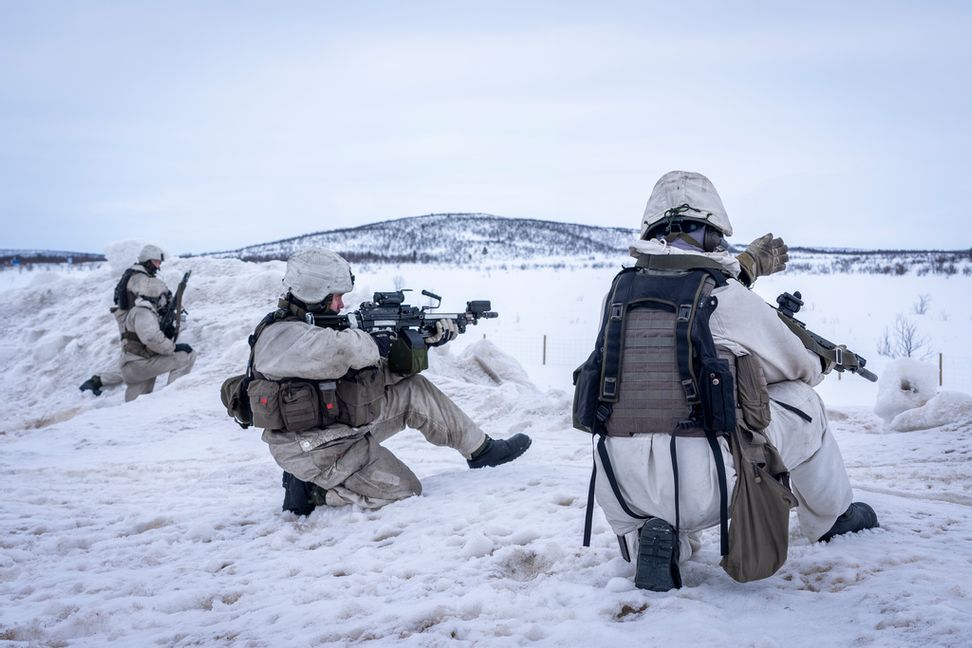 I mars i år hölls Nato-övningen Nordic Response där soldater från hela Norden samlades. Här vid gränsövergången Valtakunnanraja norr om Kivilompolo i Finland. Heiko Junge/NTB/TT