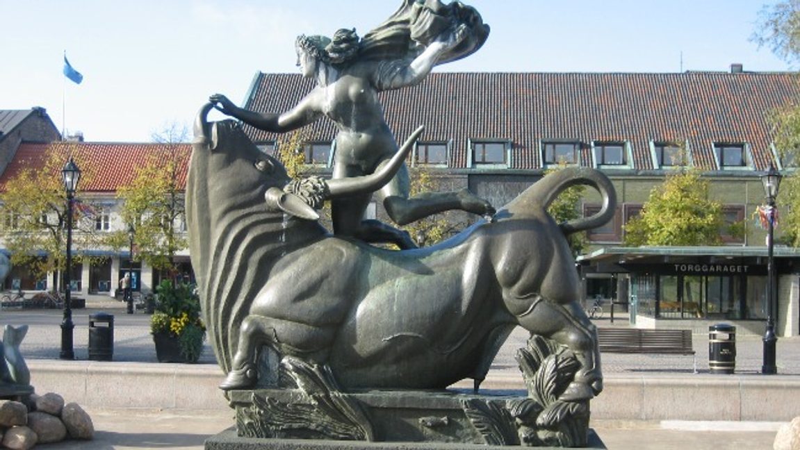 Carl Milles staty Europa och tjuren i Halmstad. Bild: Ghostrider/CC BY 3.0