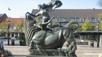 Carl Milles staty Europa och tjuren i Halmstad. Bild: Ghostrider/CC BY 3.0