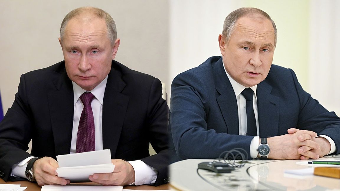 Putin 2020 till vänster och 2022 till höger. Foto: Mikhail Klimentyev/AP/TT och Vladimir Astapkovich/AP/TT