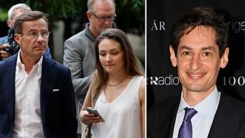 Till vänster: Ulf Kristersson med sin presschef Siri Steijer. Till höger: Dagens Nyheters chefredaktör Peter Wolodarski. Foto: Fredrik Persson/Henrik Montgomery/TT