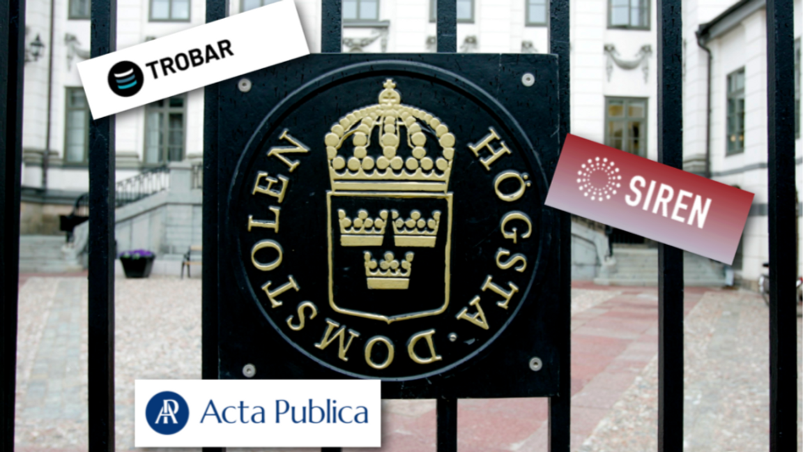 Högsta domstolens beslut begränsar journalisters tillgång till viktiga rättsdatabaser. Montage. Foto: Pontus Lundahl/TT/Skärmdump