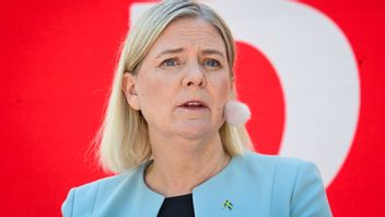 Socialdemokraternas partiledare Magdalena Andersson håller tal i Almedalen. Foto: Christine Olsson/TT