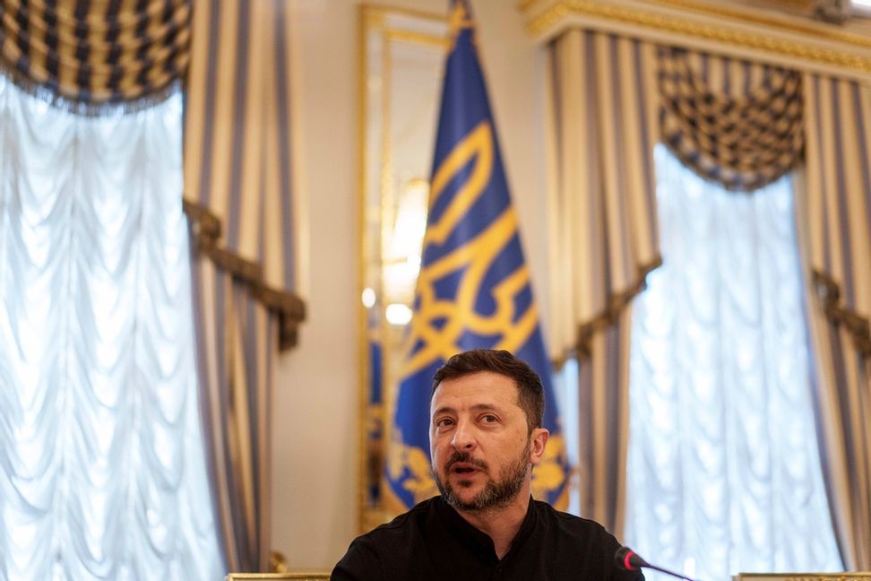 Ukrainas president Volodymyr Zelenskyj förra veckan. Foto: Evgeniy Maloletka/AP/TT