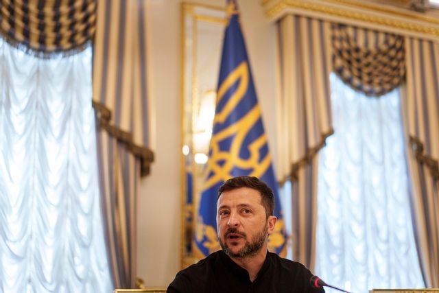 Ukrainas president Volodymyr Zelenskyj förra veckan. Foto: Evgeniy Maloletka/AP/TT