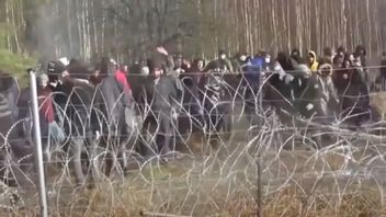 Migranter vid polsk-belarusiska gränsen hösten 2021. Arkivbild. Foto: Polska gränspolisen