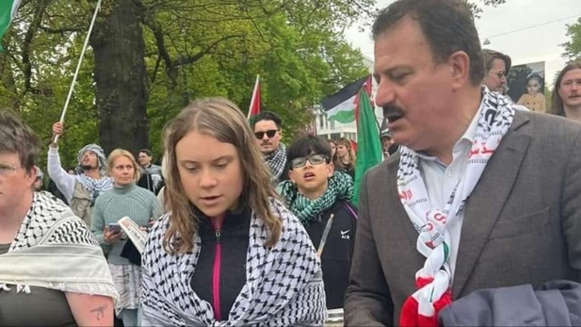 Greta Thunberg och Jamal El-Haj. Foto: X