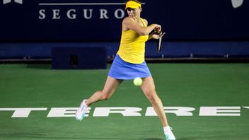 Tennisstjärnan Svitolina tävlar i Ukrainas färger under WTA-turneringen i Mexiko. Foto: AP/TT