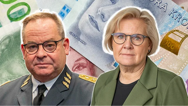 Överbefälhavare Michael Claesson och rikspolischef Petra Lundh tillhör de högst avlönade myndighetscheferna i Sverige. Foto: Niklas Emmoth via Getty Images/Polismyndigheten/Wikimedia Commons