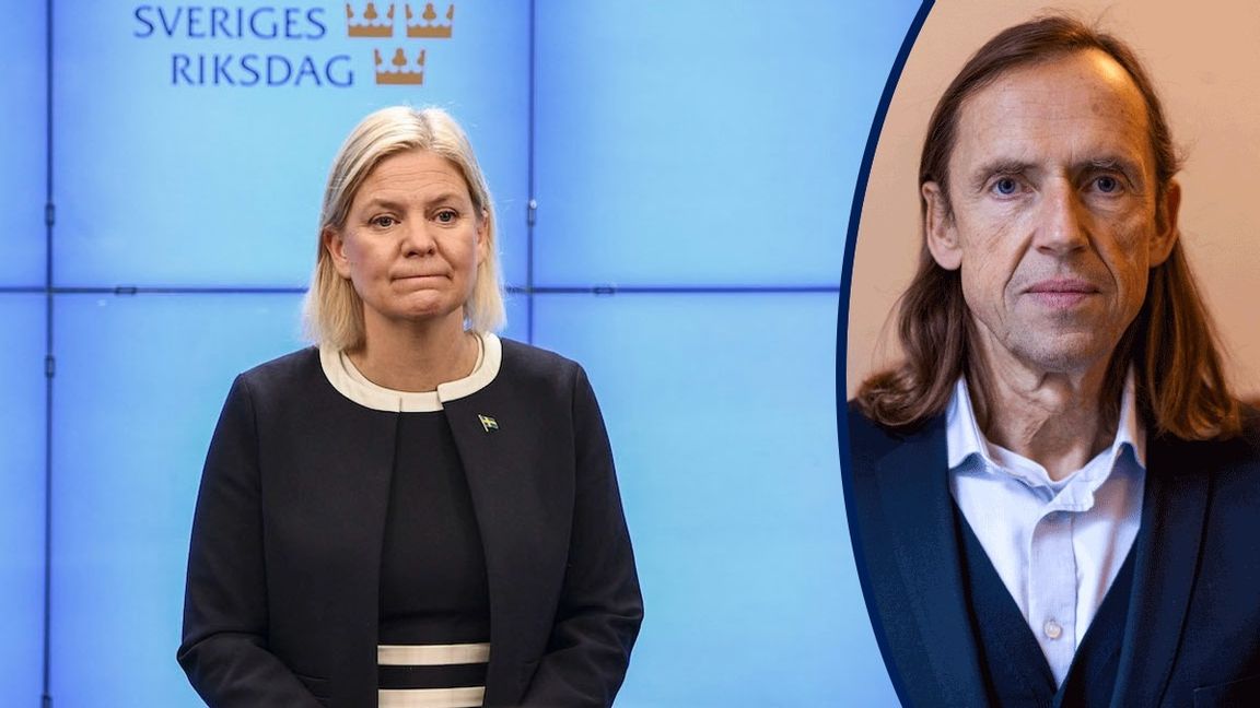 Magdalena Andersson (S) håller pressträff efter att ha meddelat talmannen sin avgång efter valförlusten 2022. Må hon aldrig återvända. Foto: Tim Aro/TT