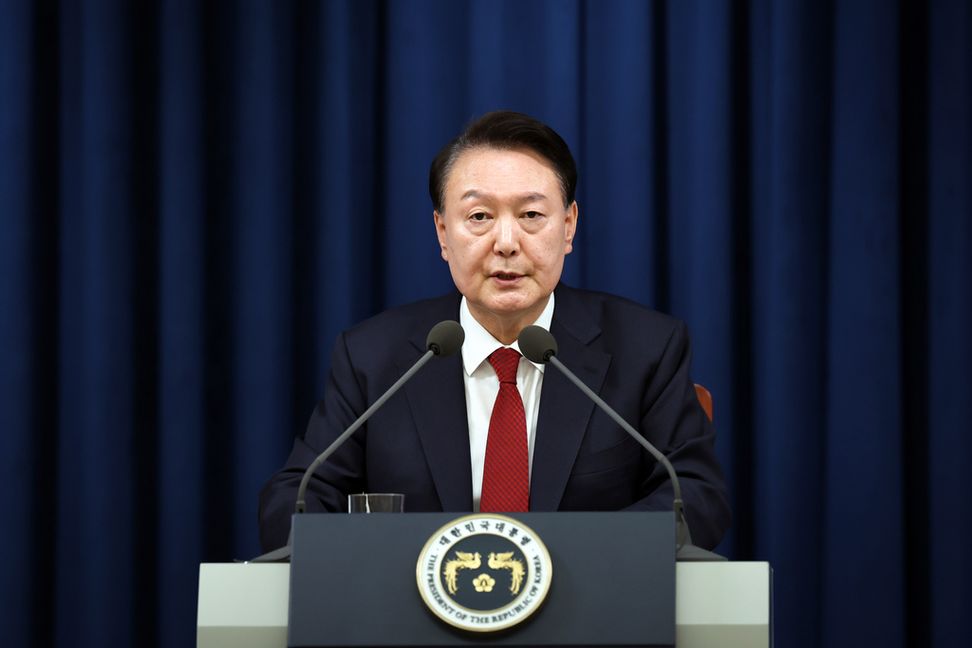 Sydkoreas president Yoon Suk-Yeol. Foto: Sydkoreas regering via AP/TT