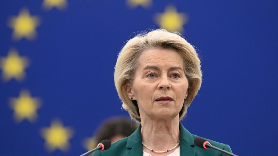 EU-kommissionens ordförande Ursula von der Leyen presenterar under onsdagen förslaget till ny långtidsbudget. Arkivbild. Foto: Pascal Bastien/AP/TT