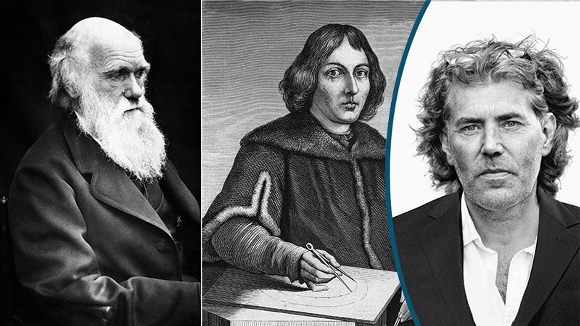 Charles Darwin och Nicolaus Copernicus orsakade smärtsamma paradigmskiften. Foto: Public domain / Karl Gabor
