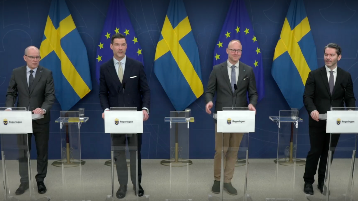 Tidöpartierna presenterar nya förslag för att öka återvändandet. Foto: Skärmavbild/Regeringskansliet 