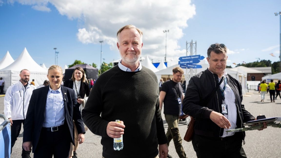 Liberalernas partiledare, Johan Pehrson, under Järvaveckan. Foto: Nils Petter Nilsson / TT 