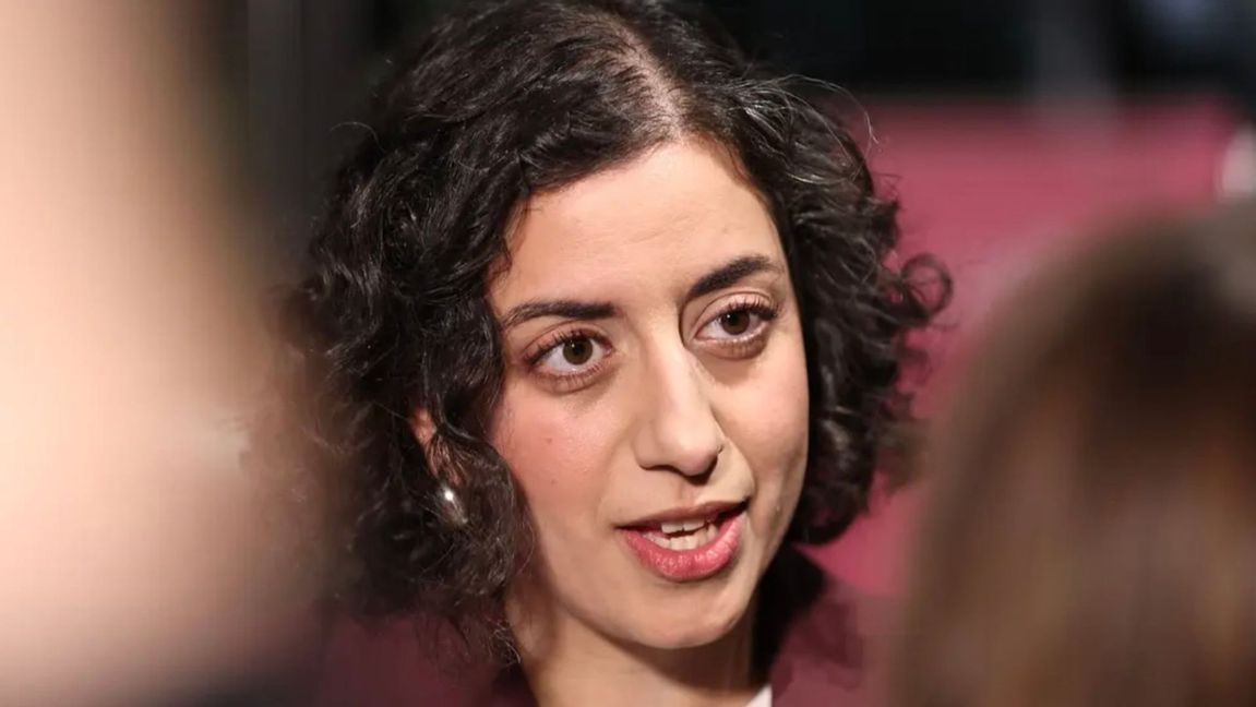 Simona Mohamsson vid partiledardebatten i SVT Agenda Foto: Caisa Rasmussen/TT