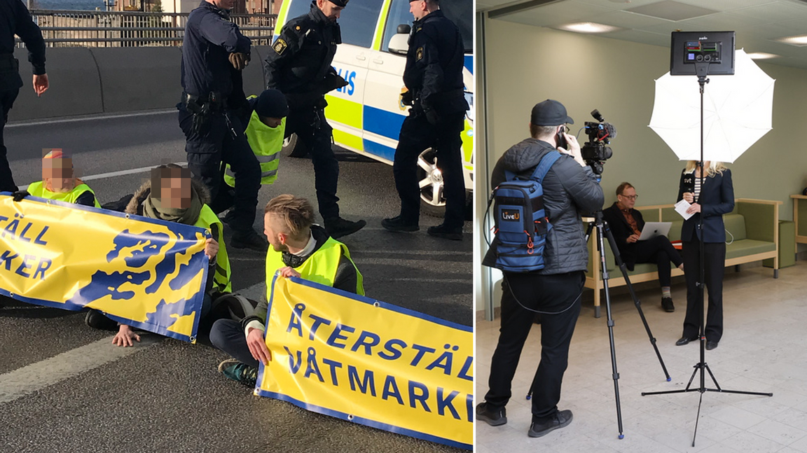 Tolv klimataktivister dömdes på måndagen för sabotage och ohörsamhet mot ordningsmakten. Foto: Återställ Våtmarker/Christine Olsson/TT (arkivbilder)