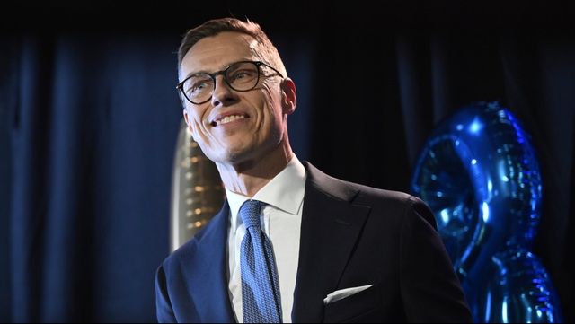Alexander Stubb vid sin valvaka i Helsingfors på valkvällen. Foto: Emmi Korhonen/Lehtikuva Via AP/TT