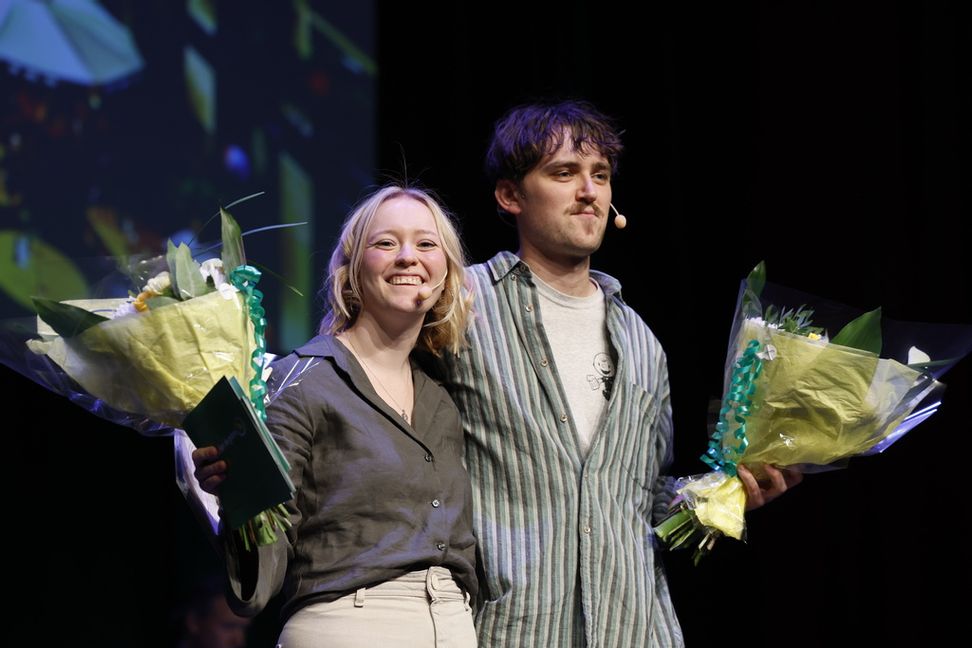 Grön ungdoms språkrör Rebecka Forsberg och Leon Mc Manus på Miljöpartiets kongress i Örebro förra året. Christine Olsson/TT