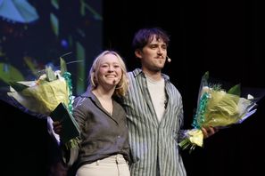 Grön ungdoms språkrör Rebecka Forsberg och Leon Mc Manus på Miljöpartiets kongress i Örebro förra året. Christine Olsson/TT