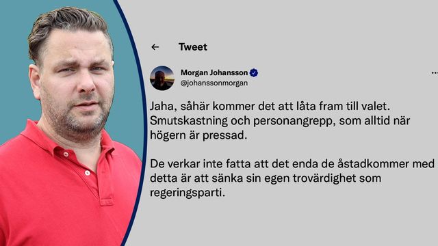  Morgan Johansson varnar för riskerna med hårda debatter i valet. Skärmdump från Twitter