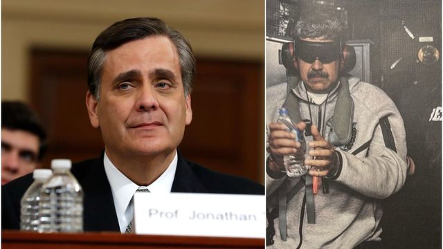 Professorn Jonathan Turley tror att Trumpadministrationen kommer kunna rättfärdiga Maduros frihetsberövning på samma sätt som Bushadministrationen motiverade Noriega. Foto: Jacquelyn Martin/AP/TT/Skärmdump X