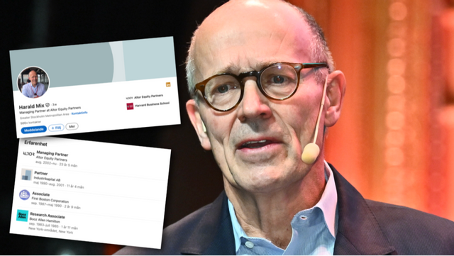 Varför inte ens Vargas Holding AB står listad på Harald Mix LinkedIn-profil är anmärkningsvärt. Foto: Claudio Bresciani/TT/LinkedIn