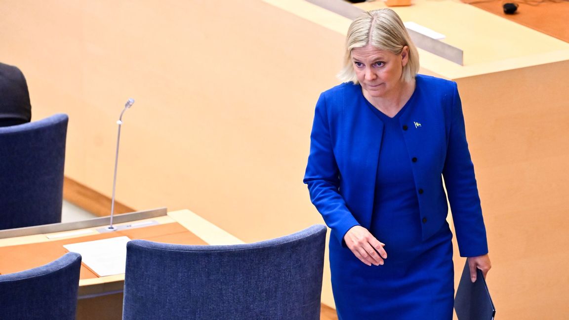 S-ledaren Magdalena Andersson under riksdagsdebatten 10 september. Foto: Anders Wiklund/TT