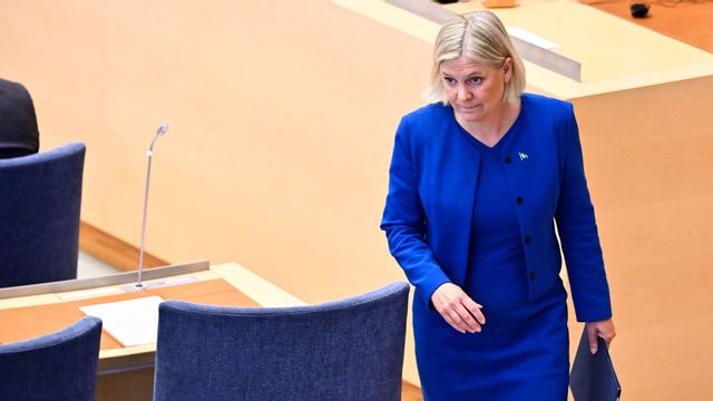 S-ledaren Magdalena Andersson under riksdagsdebatten 10 september. Foto: Anders Wiklund/TT