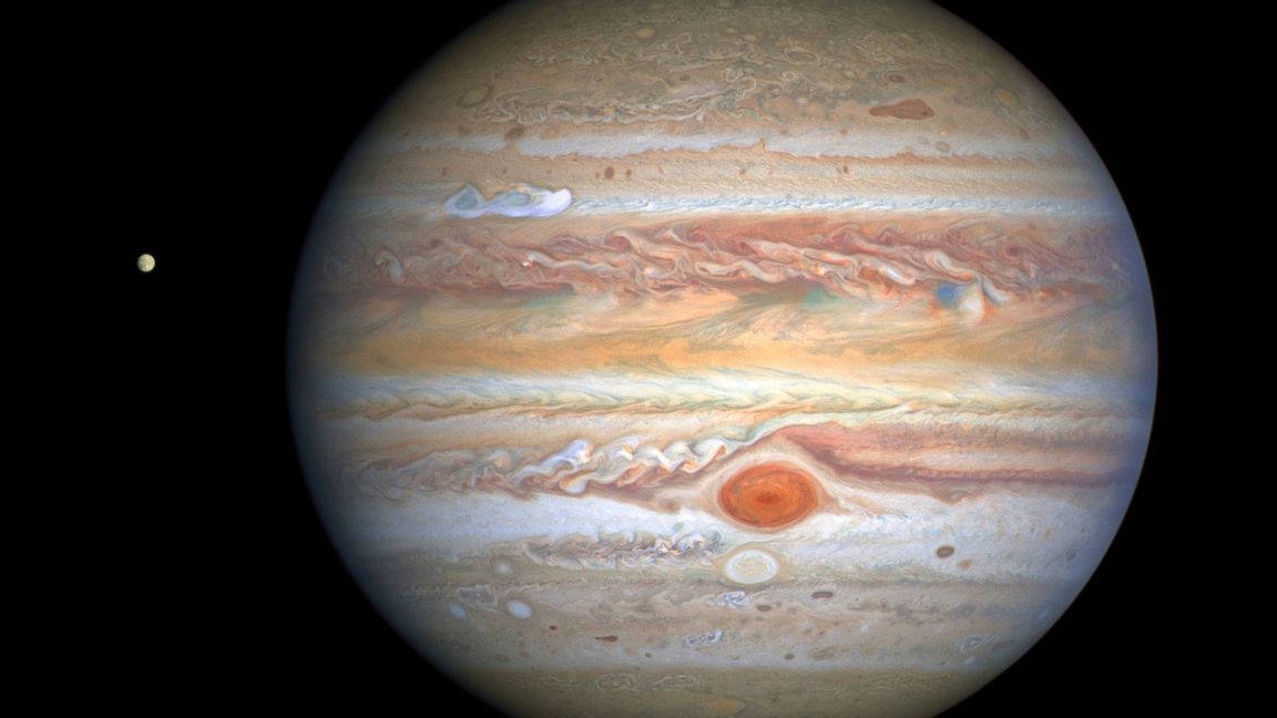 Jupiter med Europa, en av planetens åtta månar.
Foto: Nasa