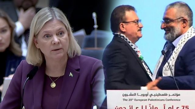 Magdalena Andersson till vänster. Jamal El-Haj på konferens till höger. Foto: SVT/Facebook