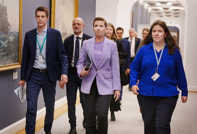 Danmarks statsminister Mette Frederiksen på torsdagen. Foto: Liselotte Sabroe/AP/TT