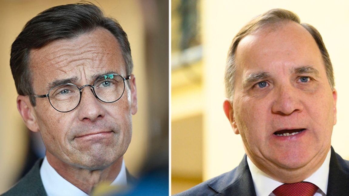 Vänster: Moderaternas partiledare Ulf Kristersson. Höger: Statsminister Stefan Löfven (S). Foto: Stina Stjernkvist/Henrik Montgomery/TT