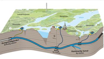 Stockholms nya tunnelbana går på djup ner till 90 meter under vattenytan. Särskilda säkerhetsåtgärder krävs för att förhindra vattenläckage i tunnlarna. Foto: Region Stockholm