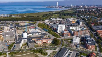 Översiktsbild över Limhamn med Västra hamnen i bakgrunden. Foto: Johan Nilsson/TT