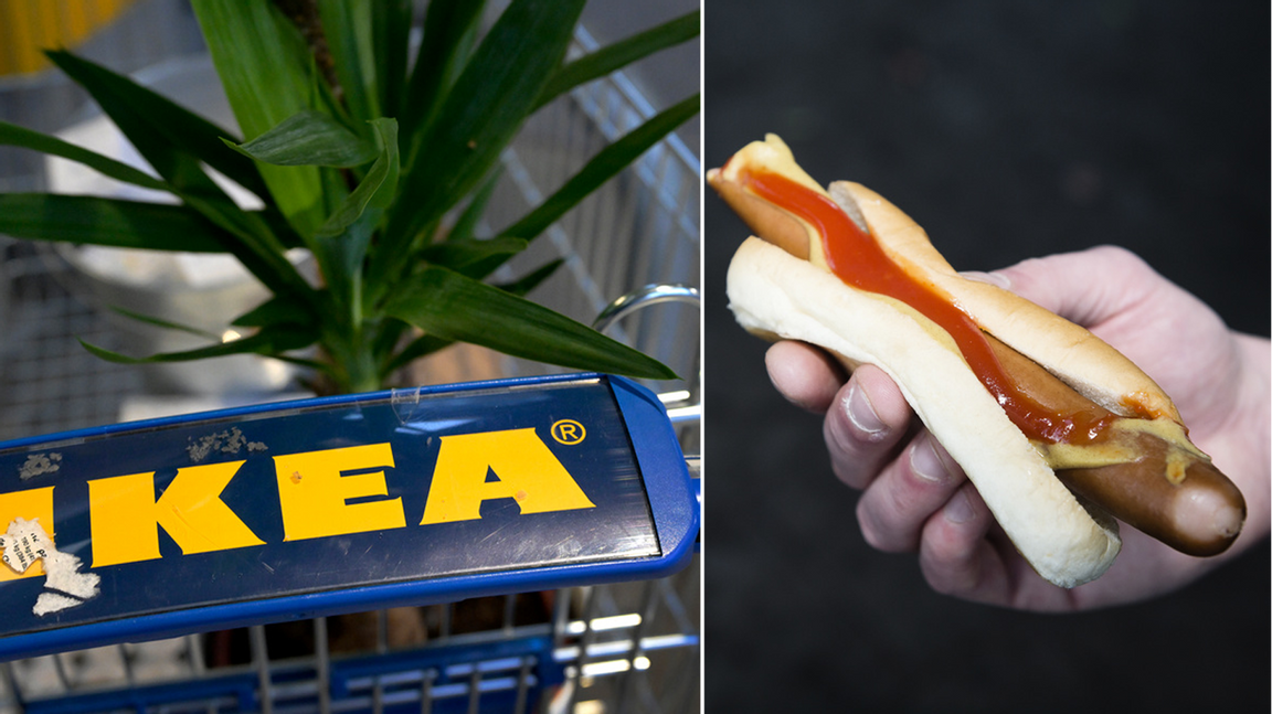 De som vill äta korv på Ikea kan glädjas åt att både vegetarisk och köttbaserad korv nu kostar fem kronor. Foto: Vilhelm Stokstad/Janerik Henriksson/TT (arkivbild)