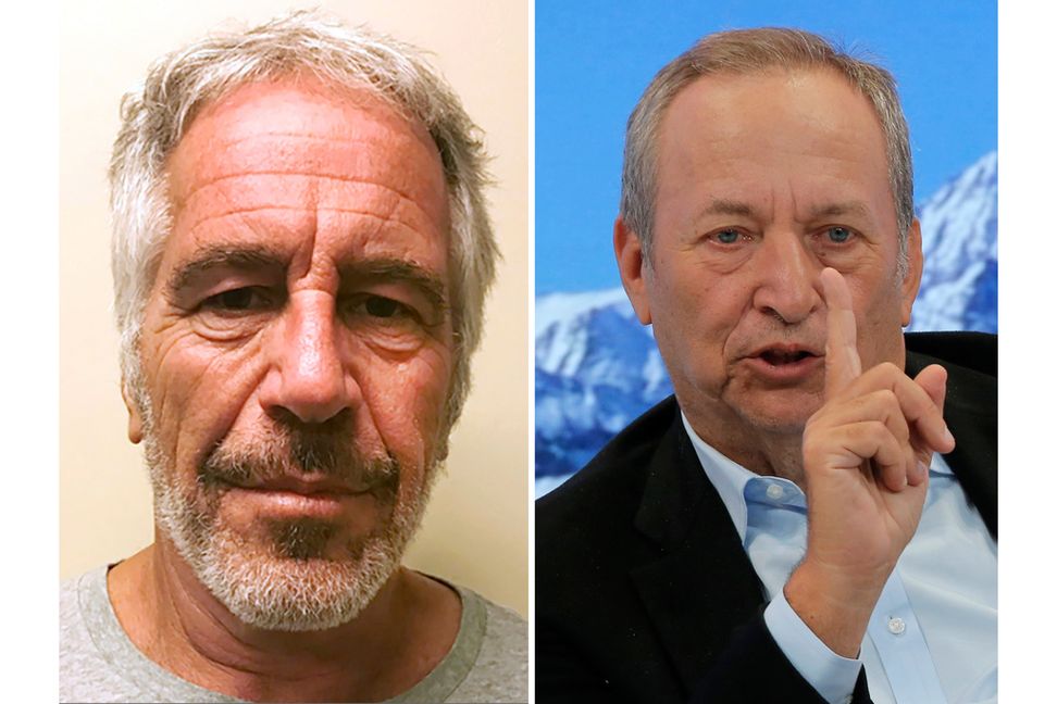 Larry Summers (till höger) meddelar att han lämnar Open AI:s styrelse efter avslöjanden om hans kontakter med sexförbrytaren Jeffrey Epstein (till vänster) Arkivbild. Foto: New York State Sex Offender Registry/Michel Euler/AP/TT