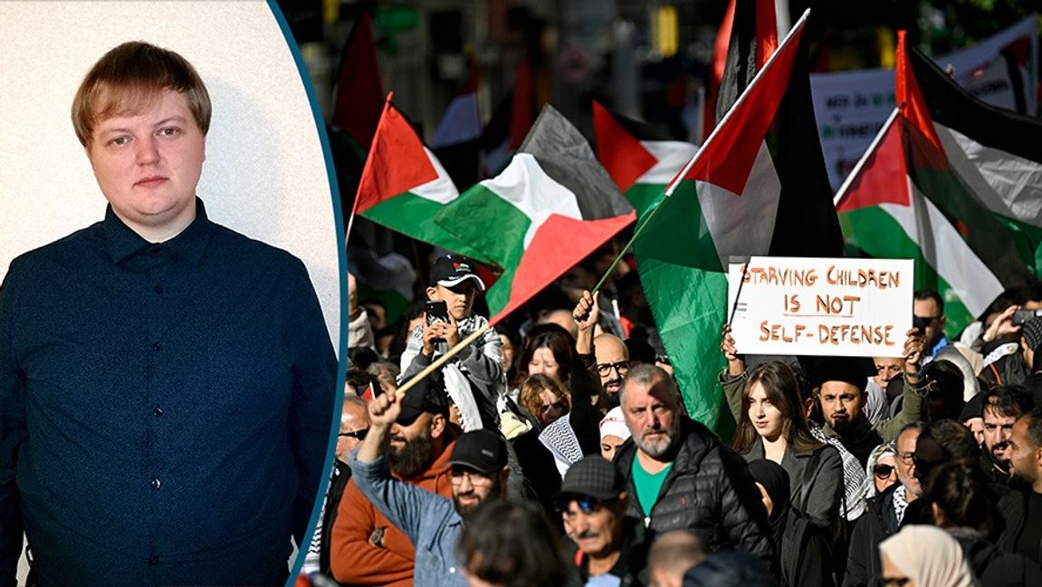 Till höger: Palestinademonstration i Malmö 2024. Foto: Privat/Johan Nilsson/TT