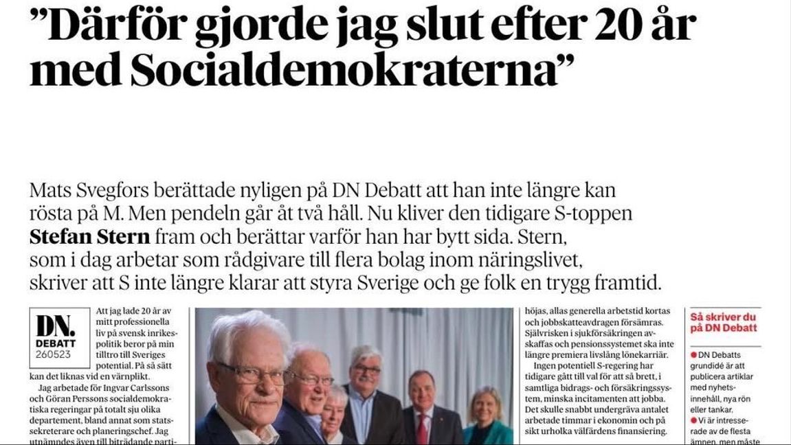 Partiledarna är en kronologi, men det saknas ett arv och en överlämnad kompetens. Foto: Screenshot DN