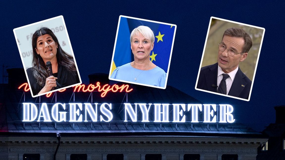 Amanda Sokolnicki (till vänster) anklagar Ulf Kristersson för att sprida falsarier i en debatt mot Magdalena Andersson (S). Nu svarar socialförsäkringsminister Anna Tenje (M). Foto: Frankie Fouganthin/CC BY-SA 4.0/Christine Olsson/TT/Skärmdump SVT