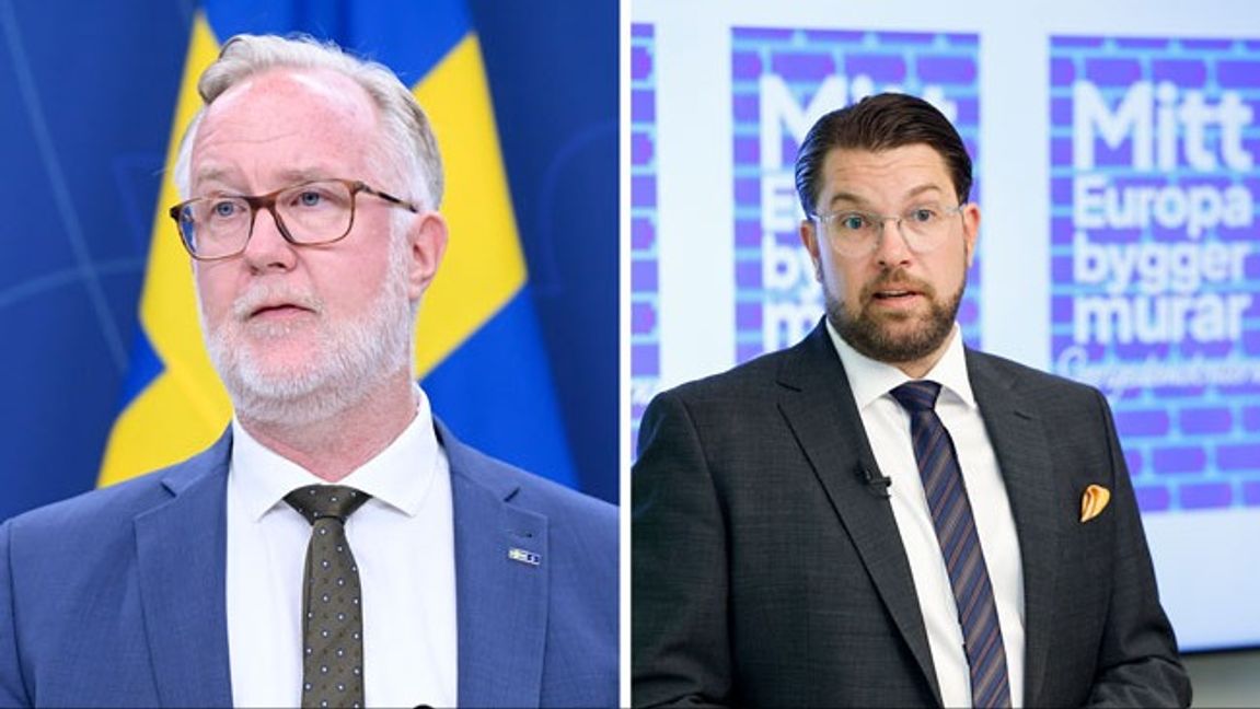 Johan Pehrsson (L) och Jimmie Åkesson (SD). Foto: Samuel Steén/TT/Christine Olsson/TT. 