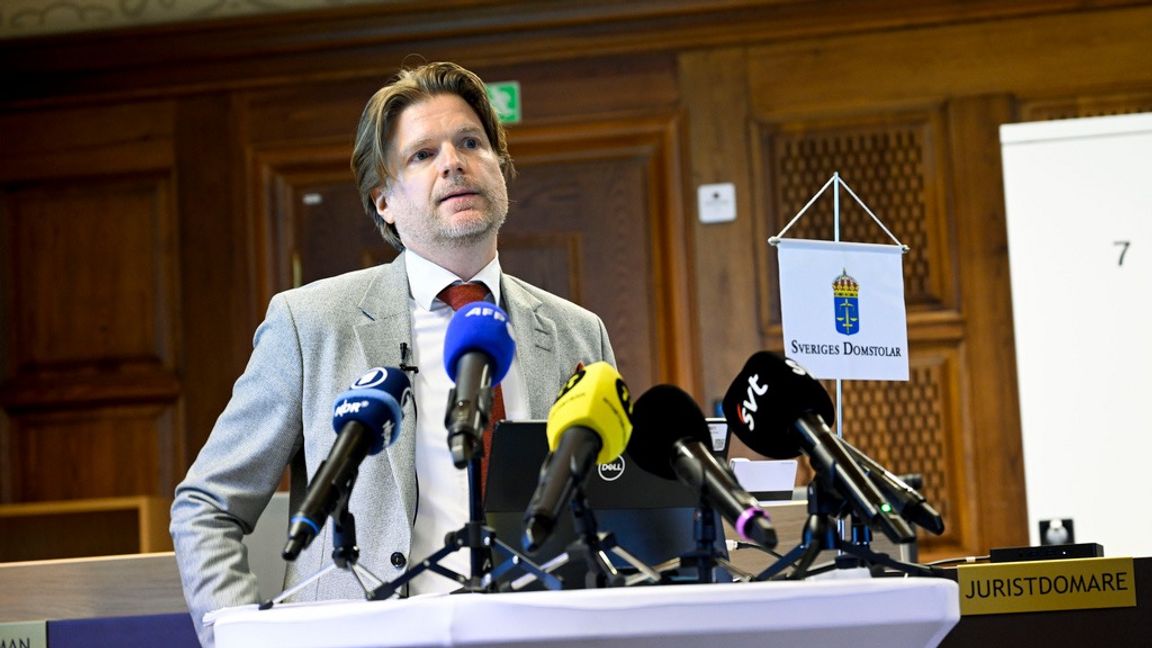 Chefsrådmannen Måns Wigén meddelade under torsdagen dom i spionmålet i Stockholms tingsrätt. Foto: Pontus Lundahl/TT