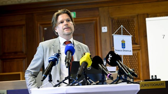 Chefsrådmannen Måns Wigén meddelade under torsdagen dom i spionmålet i Stockholms tingsrätt. Foto: Pontus Lundahl/TT